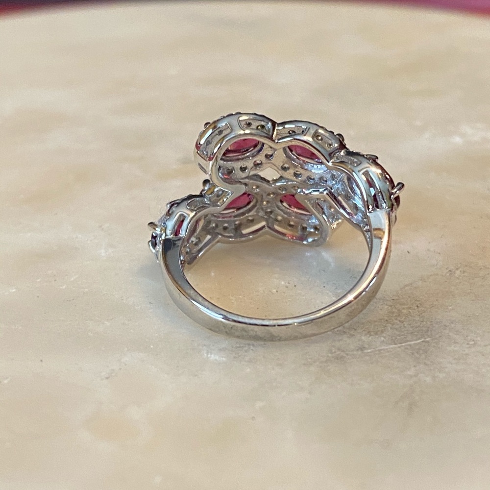 NWOT RASPBERRY RHODOLITE W ZIRCON STERLING RING - Picture 6 of 12